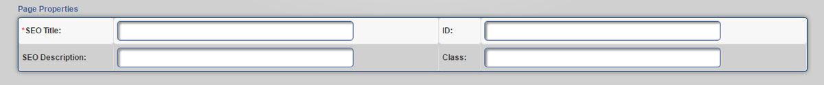 Page properties screen close up. Showing SEO Title and SEO description box.