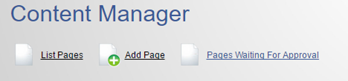 Close up of Add Page Button on Content Manager screen.