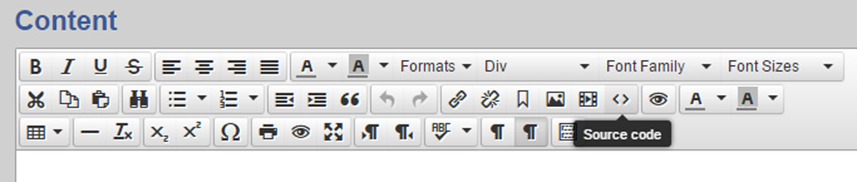 Close up of all the element attribute buttons on the Content Editor Page