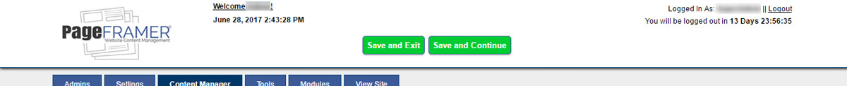 Close up of Save buttons on Content Manager page.